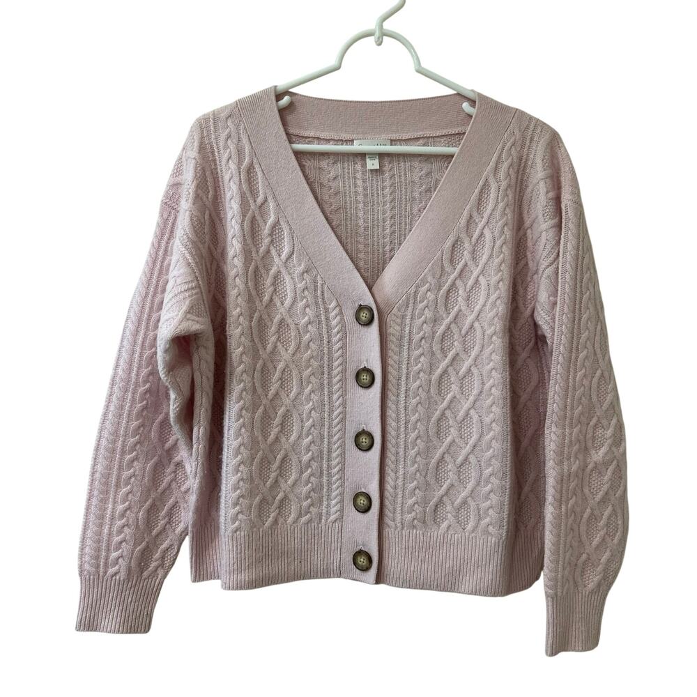 Garnet Hill Womens Small Pink Vera Cropped Cashmere Sweater Quiet Luxury Preppy